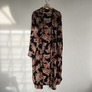 Forever 21 Black Paisley Long Kimono Duster Plus Size 3X